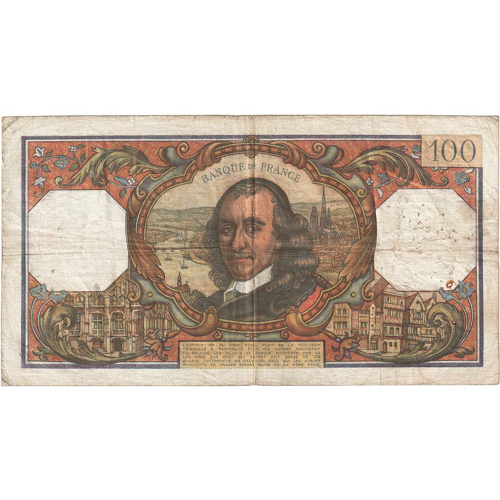 France, 100 Francs, Corneille, 1969, X.430, VF(20-25), Fayette:65.28, KM:154g