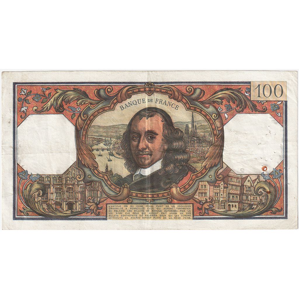 France, 100 Francs, Corneille, 1969, B.526, VF(20-25), Fayette:65.34, KM:154g