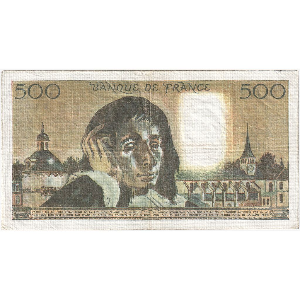 Francia, 500 Francs, Pascal, 1985, M.220, BB+, Fayette:71.32, KM:156e