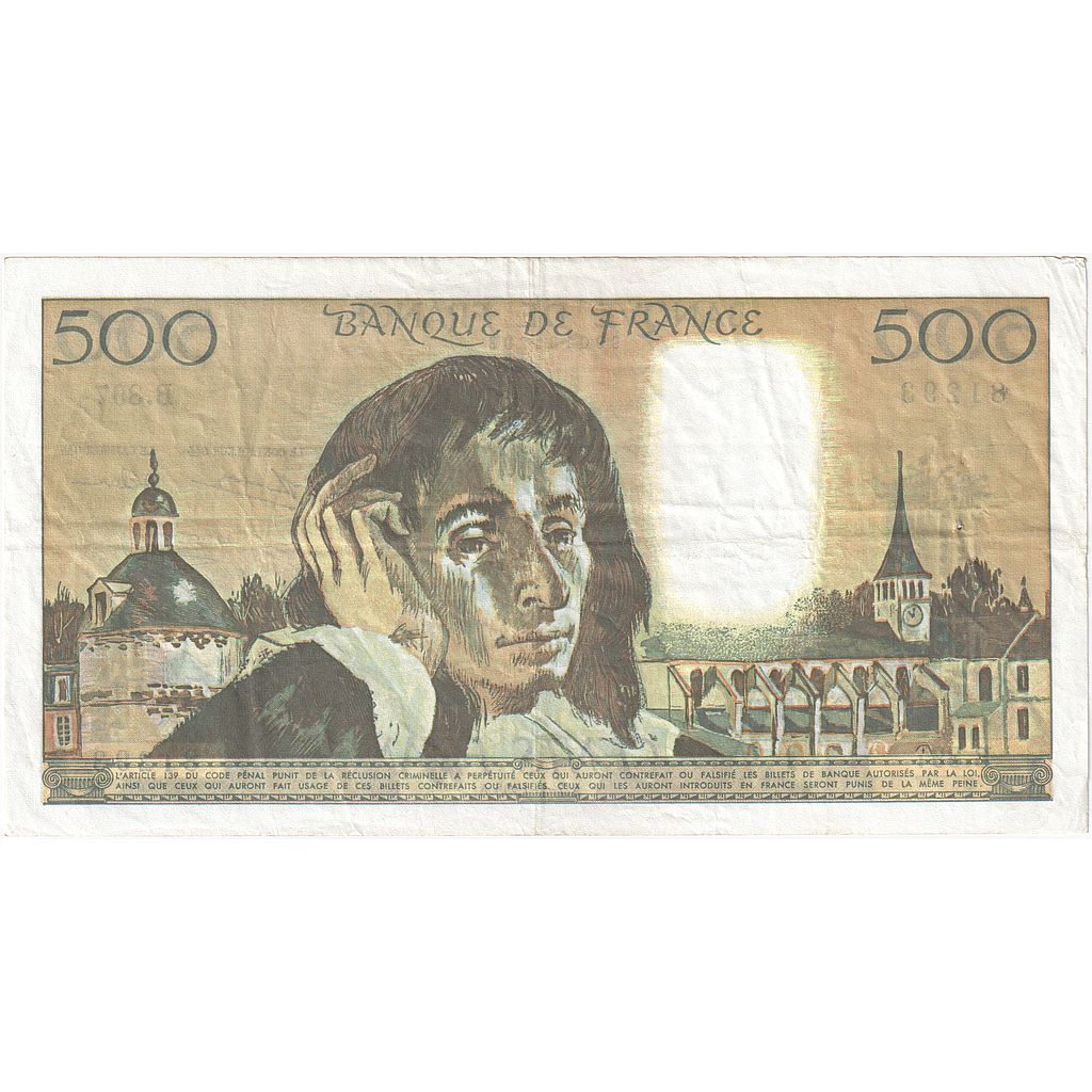 Frankrijk, 500 Francs, Pascal, 1993, B.397, TTB+, Fayette:71.51, KM:156i