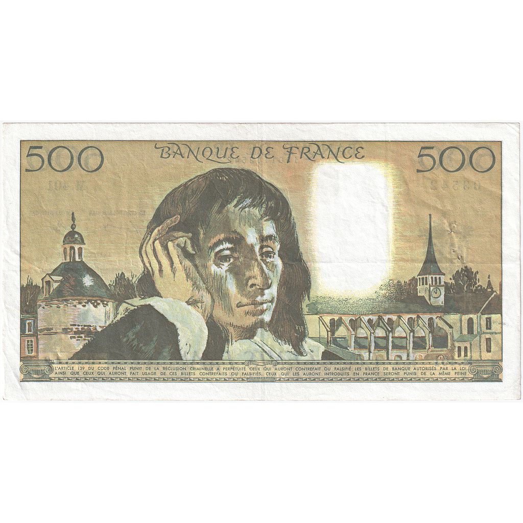 France, 500 Francs, Pascal, 1993, M.401, TTB+, Fayette:71.51, KM:156i