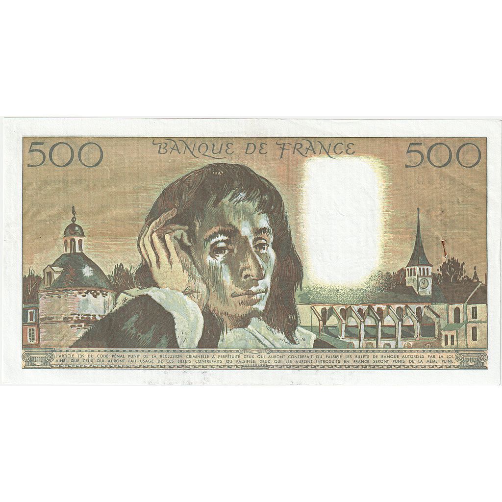 Frankreich, 500 Francs, Pascal, 1992, R.386, VZ+, Fayette:71.50, KM:156i