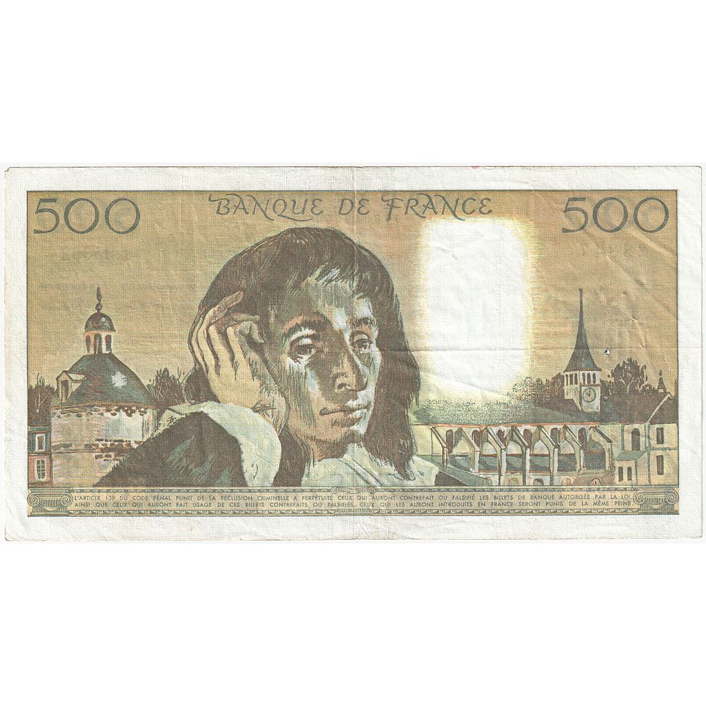 France, 500 Francs, Pascal, 1992, L.362, TTB, Fayette:71.49, KM:156i