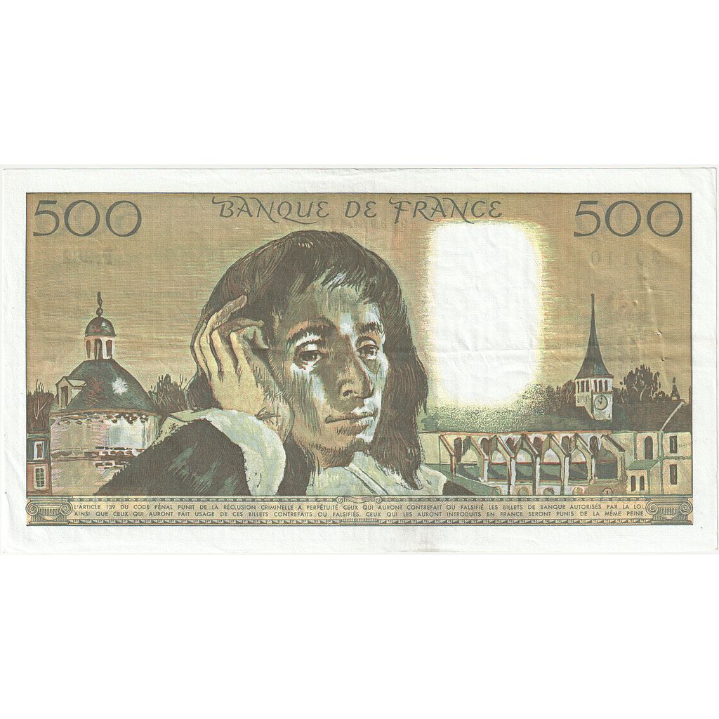 Francia, 500 Francs, Pascal, 1992, P.382, BB+, Fayette:71.49, KM:156i