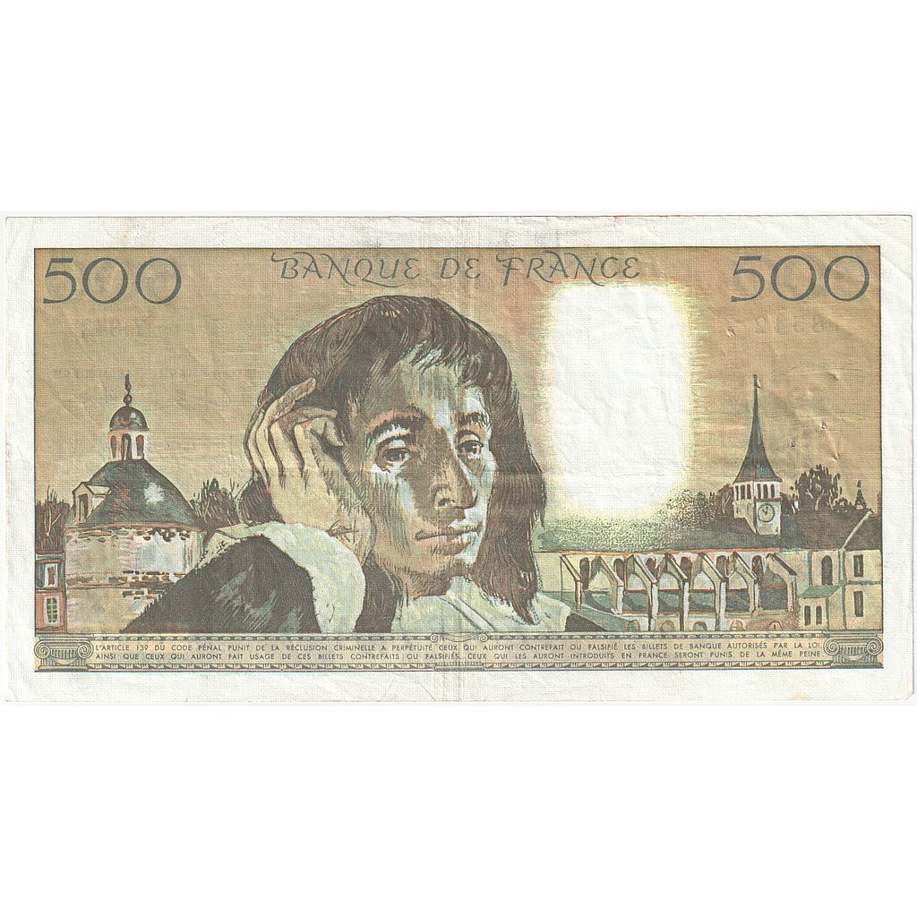 Francia, 500 Francs, Pascal, 1991, Y.342, BB, Fayette:71.48, KM:156i