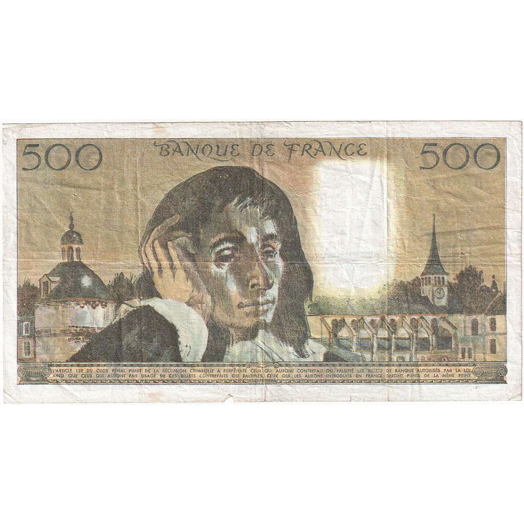 Francia, 500 Francs, Pascal, 1987, G.252, BB, Fayette:71.35, KM:156f
