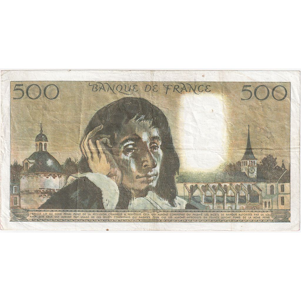 Francia, 500 Francs, Pascal, 1985, P.215, BB, Fayette:71.32, KM:156e