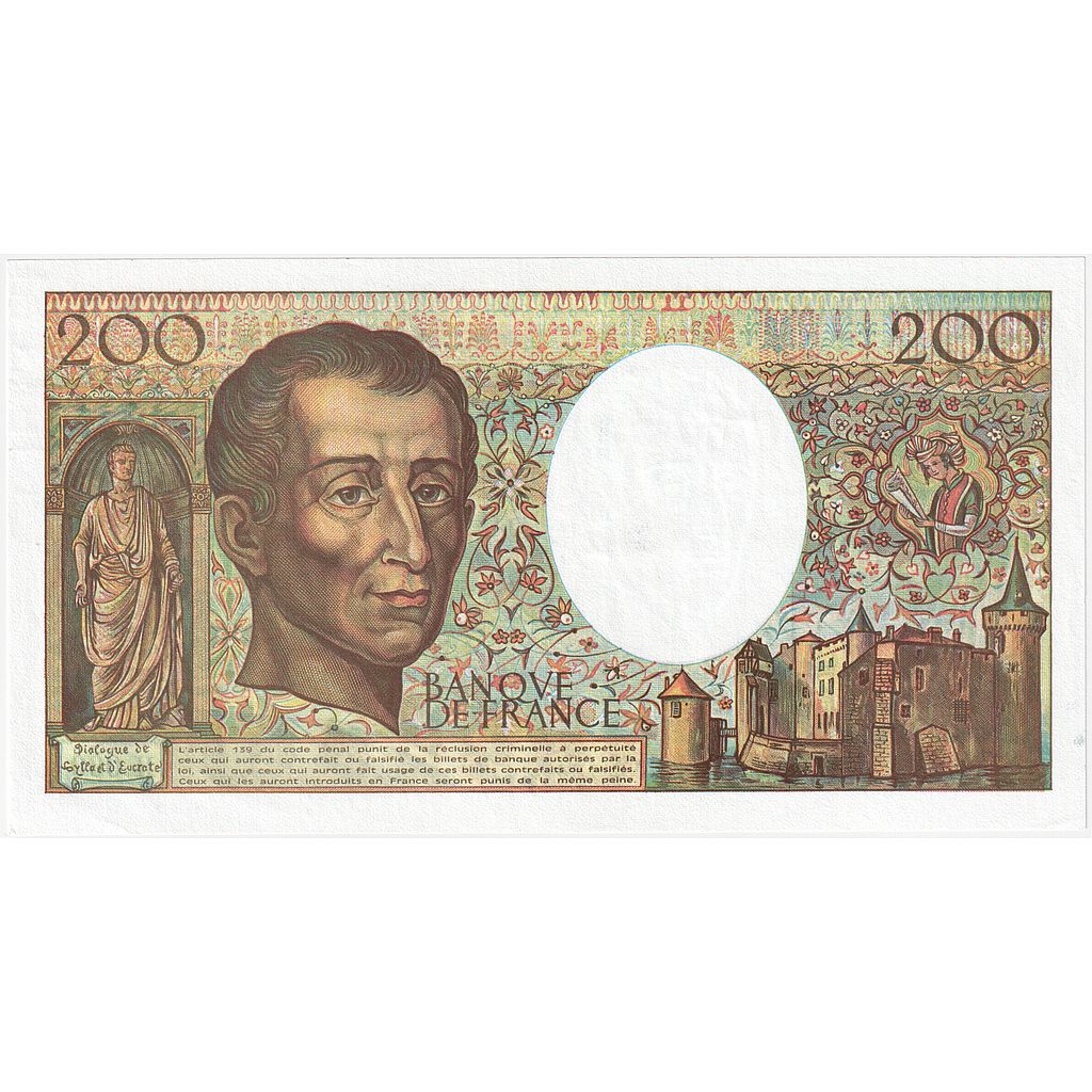 Frankrijk, 200 Francs, Montesquieu, 1990, H.099, SPL+, Fayette:70.10b, KM:155d