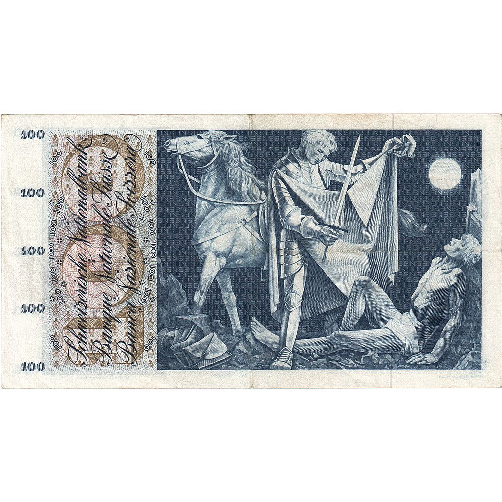 Nota, Suíça, 100 Franken, 1954-1961, 1967-06-30, KM:49j, EF(40-45)