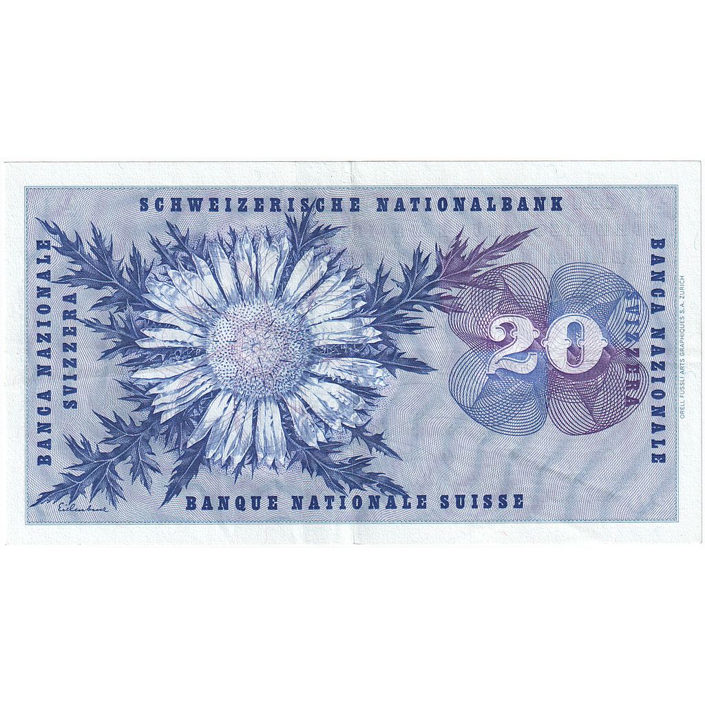 Billet, Suisse, 20 Franken, 1973, 1973-03-07, KM:46u, TB+