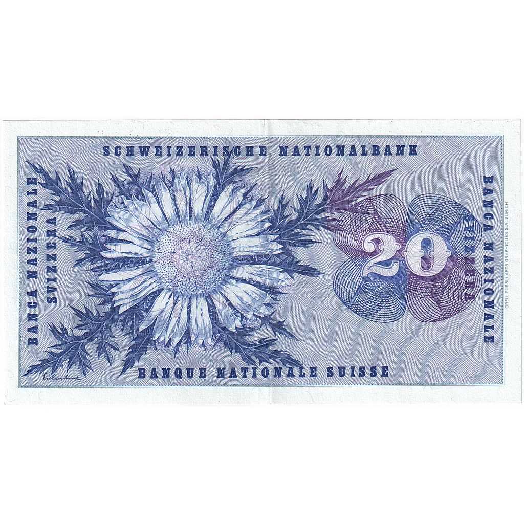 Banconote, Svizzera, 20 Franken, 1973, 1973-03-07, KM:46u, BB