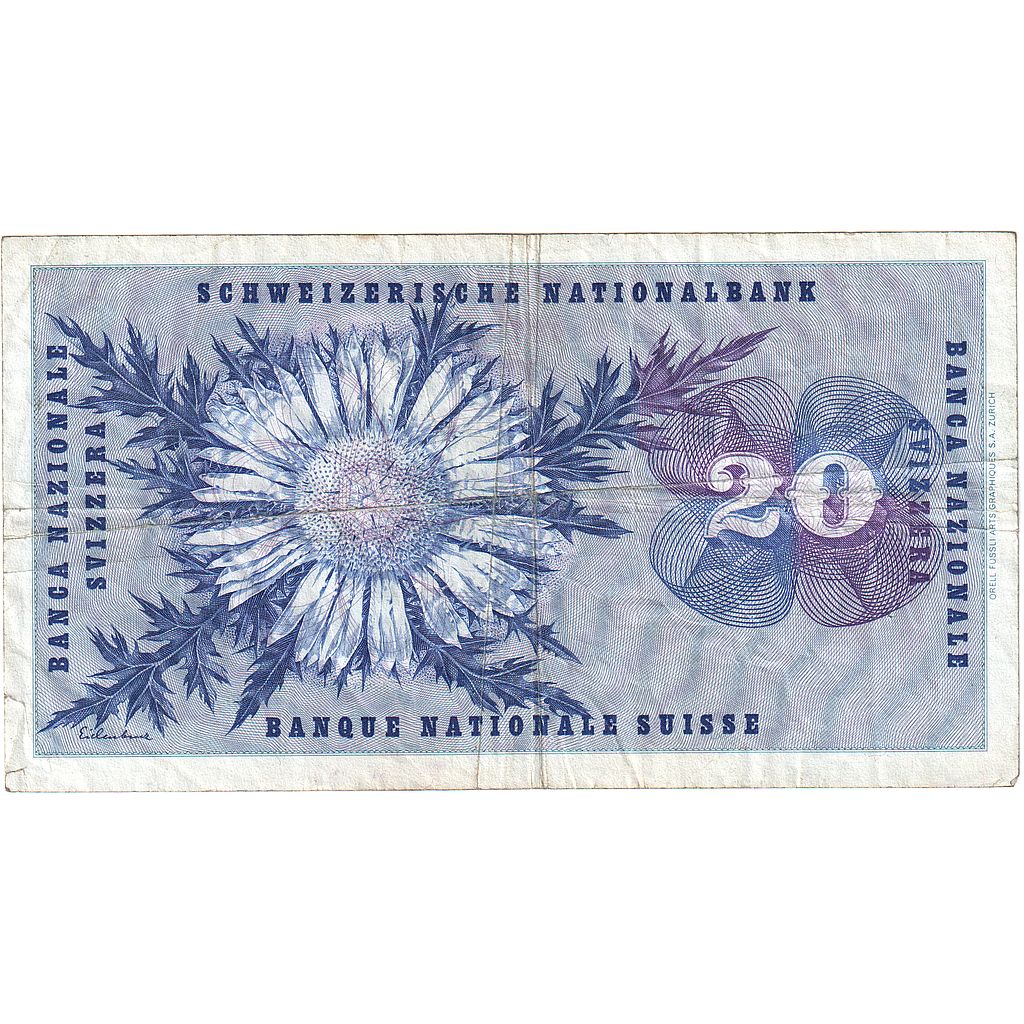 Billet, Suisse, 20 Franken, 1974, 1974-02-07, KM:46v, TB+