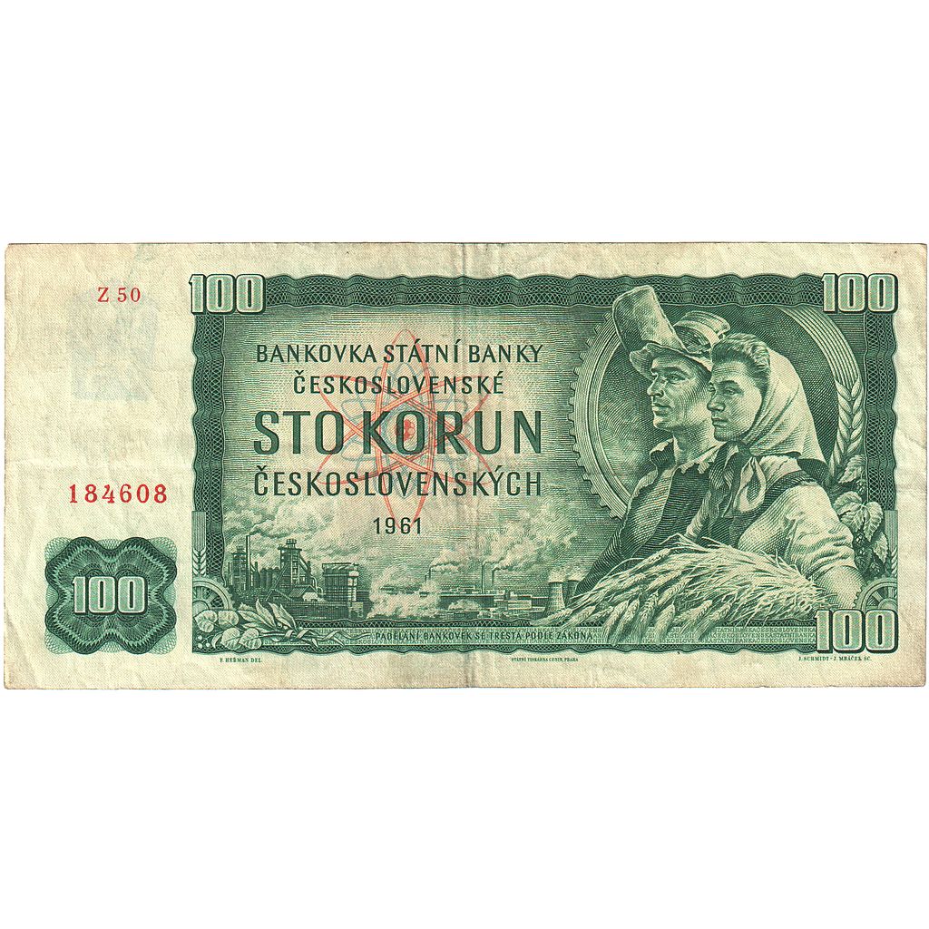 Geldschein, Tschechoslowakei, 100 Korun, 1961, KM:91c, SS