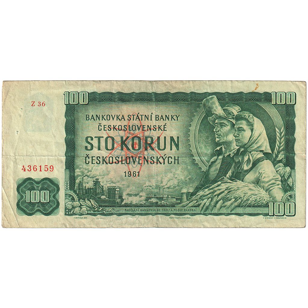 Geldschein, Tschechoslowakei, 100 Korun, 1961, KM:91c, S+