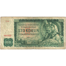 Biljet, Tsjecho-Slowakije, 100 Korun, 1961, KM:91c, TB