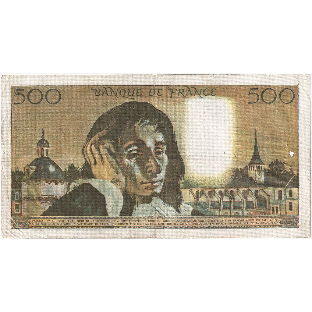 Francia, 500 Francs, Pascal, 1969, R.13, MB+, Fayette:71.03, KM:156a