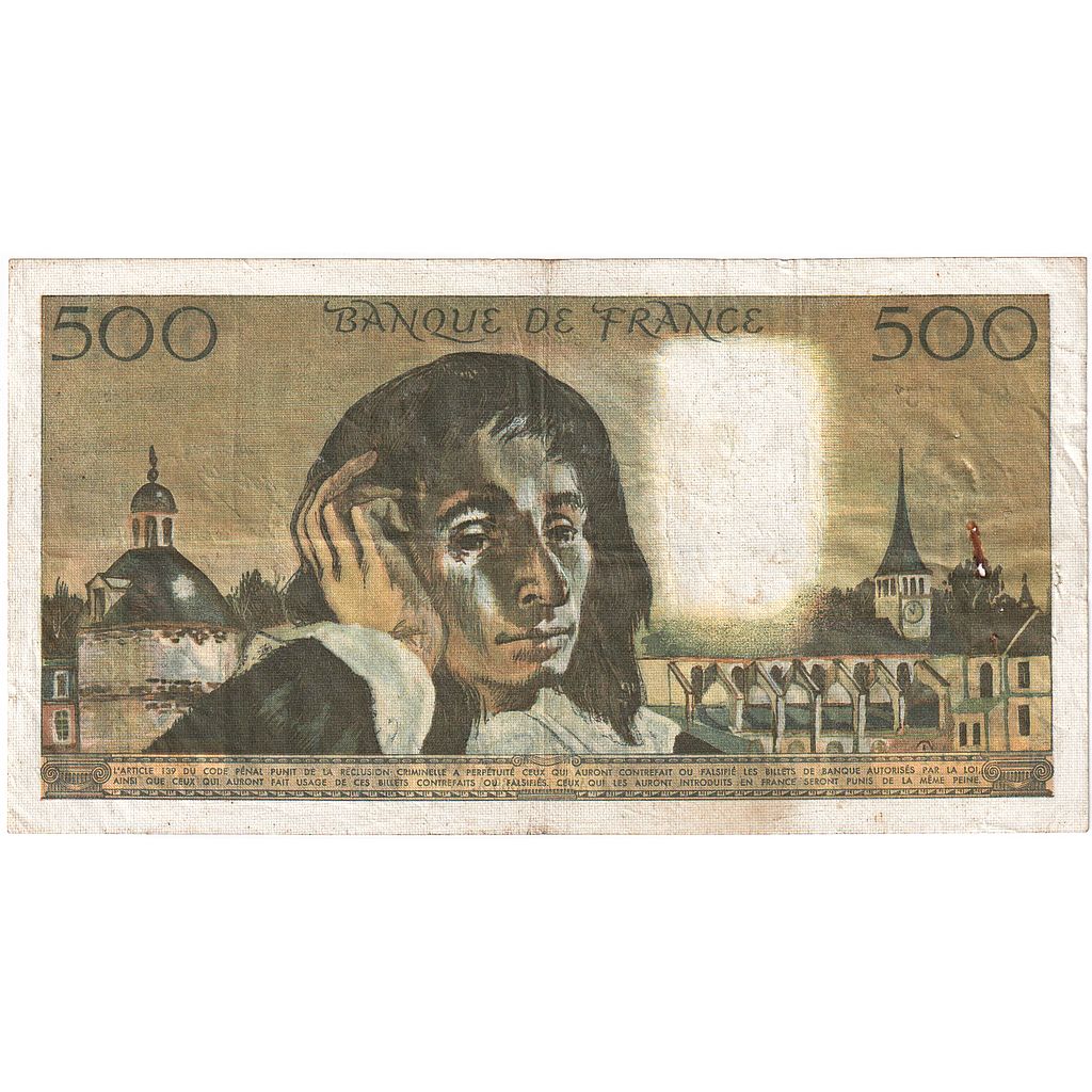 Francia, 500 Francs, Pascal, 1969, K.14, BB, Fayette:71.4, KM:156a