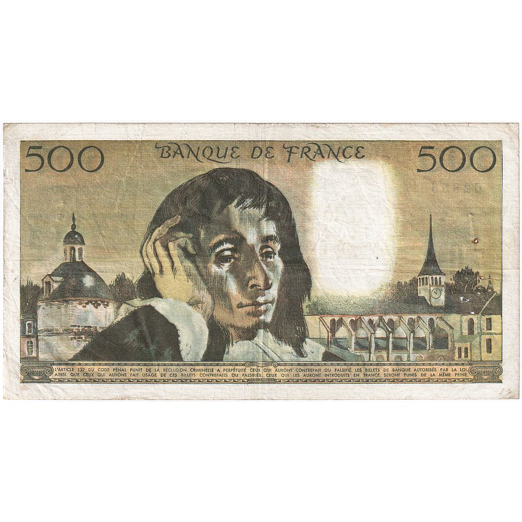 Francia, 500 Francs, Pascal, 1970, H.21, MB+, Fayette:71.5, KM:156a