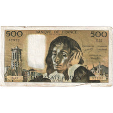 Frankrijk, 500 Francs, Pascal, 1970, H.22, B+, Fayette:71.5, KM:156a