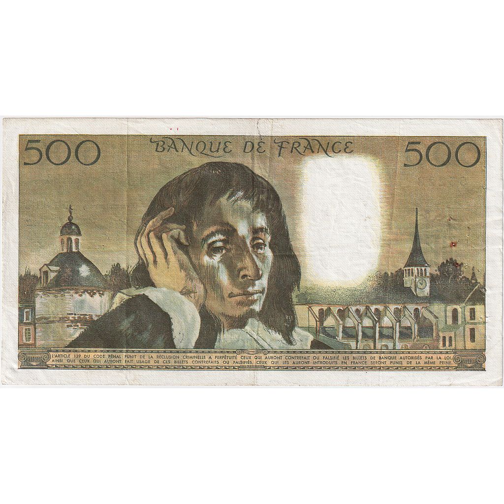 Francia, 500 Francs, Pascal, 1971, C.26, MB+, Fayette:71.7, KM:156b
