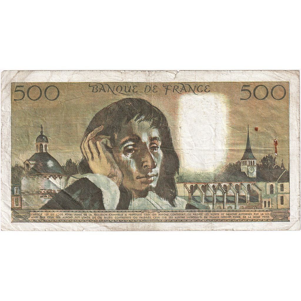 França, 500 Francs, Pascal, 1971, G.27, VF(20-25), Fayette:71.7, KM:156b