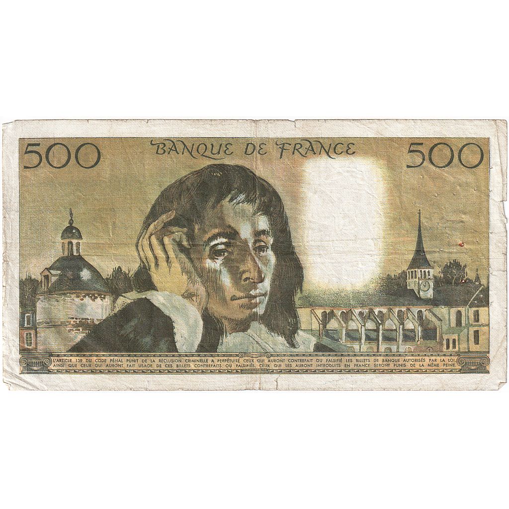 Francia, 500 Francs, Pascal, 1971, A.26, MB, Fayette:71.7, KM:156b