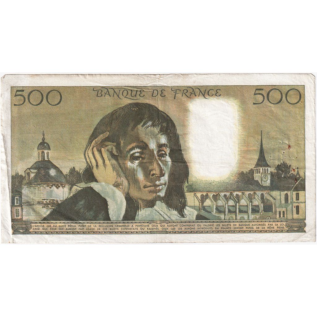 Francia, 500 Francs, Pascal, 1972, M.29, MB+, Fayette:71.8, KM:156b