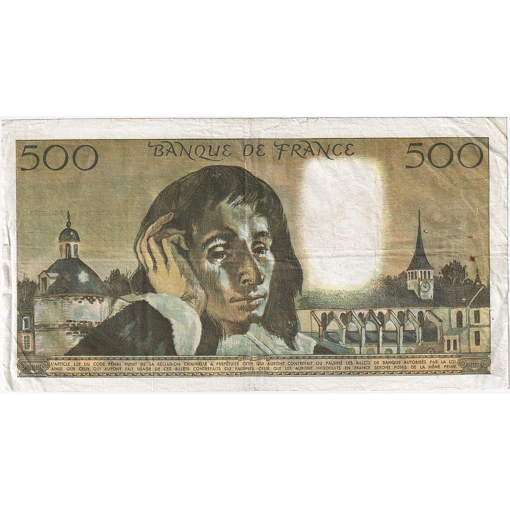 Frankreich, 500 Francs, Pascal, 1972, B.28, S+, Fayette:71.8, KM:156b