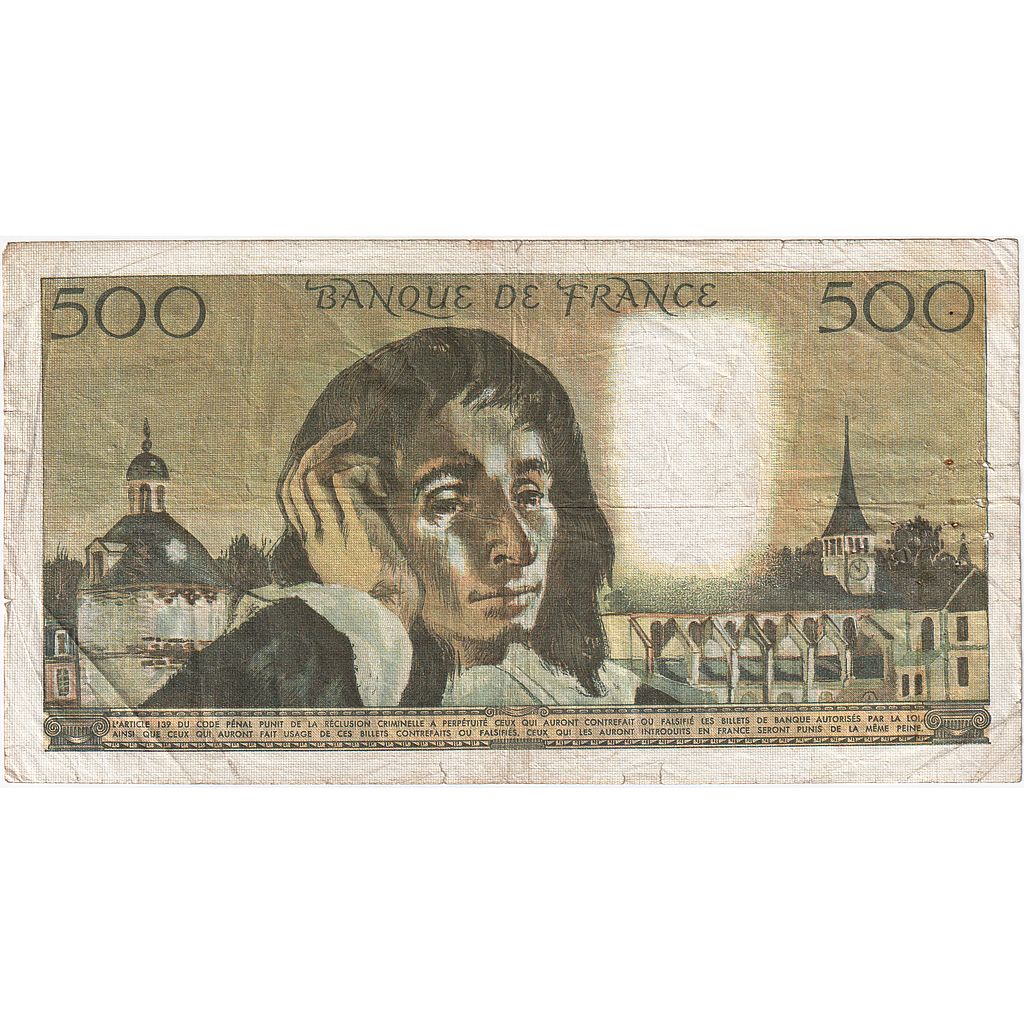 Francia, 500 Francs, Pascal, 1972, Q.28, MB, Fayette:71.8, KM:156b