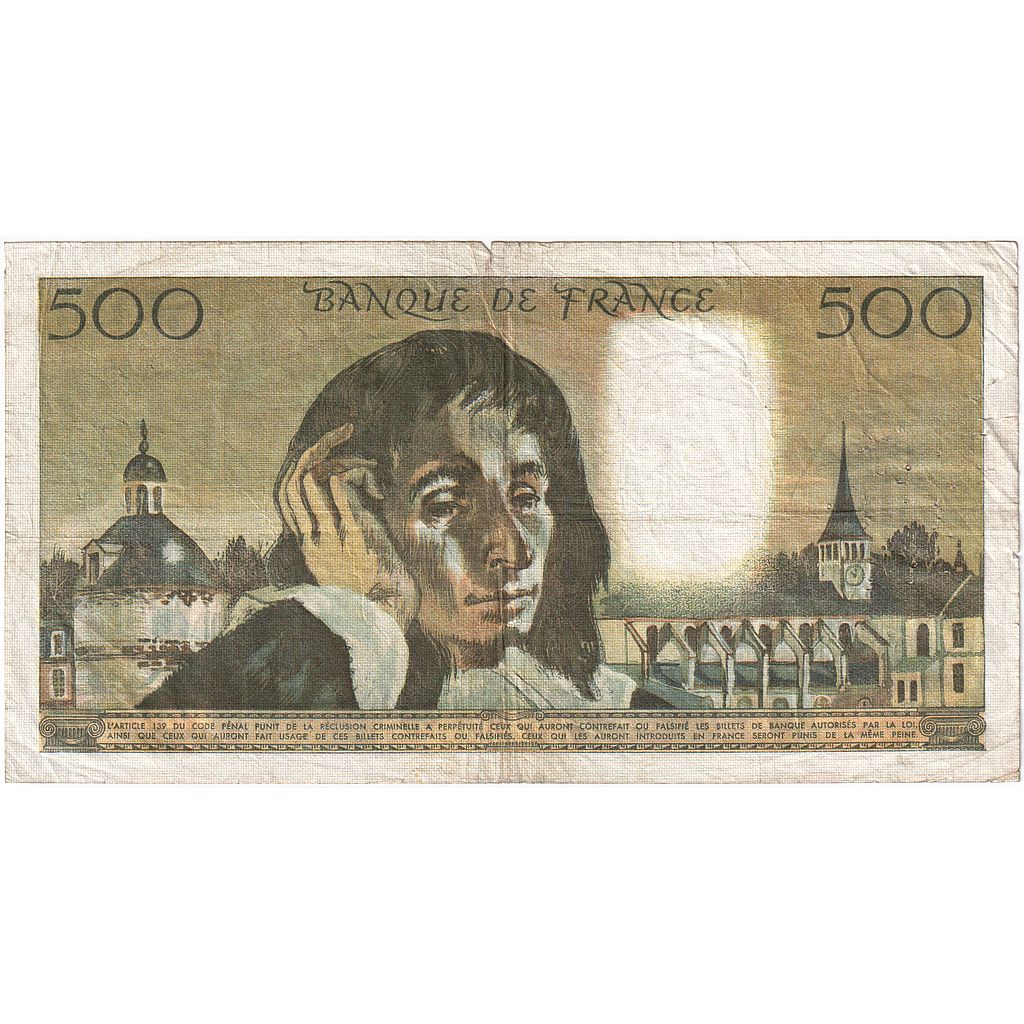 Francia, 500 Francs, Pascal, 1972, S.29, MB, Fayette:71.8, KM:156b