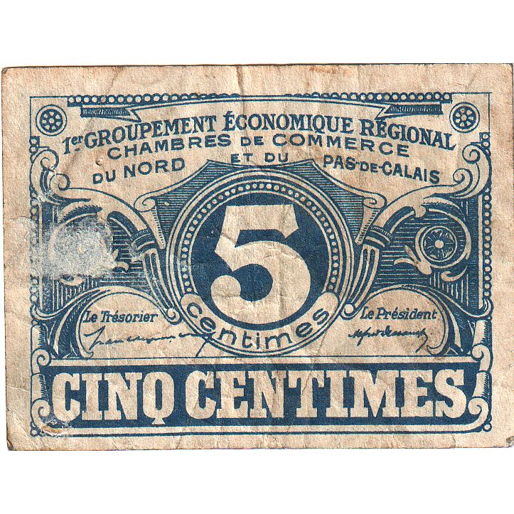 Frankrijk, NORD-PAS DE CALAIS, 5 Centimes, TB, Pirot:94-1