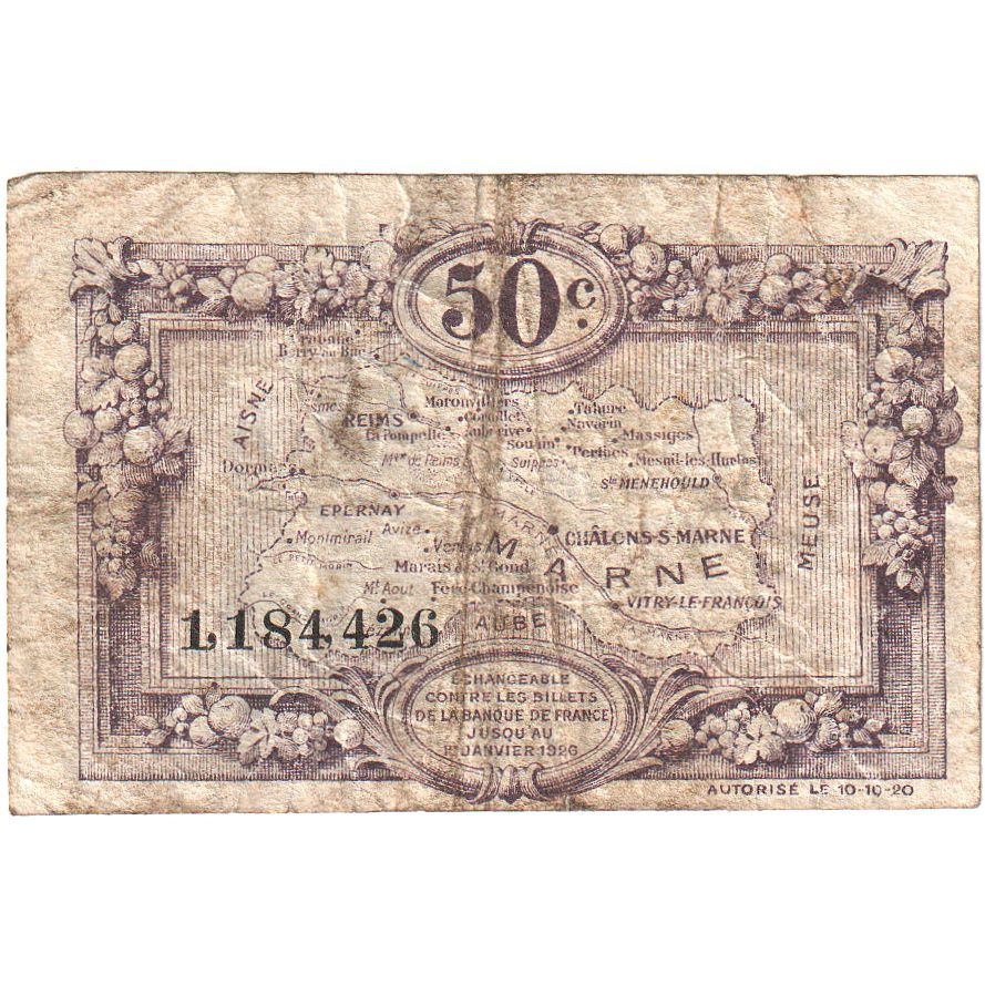 Francia, 50 Centimes, 1926-01-01, 1,184,426, Reims, MB