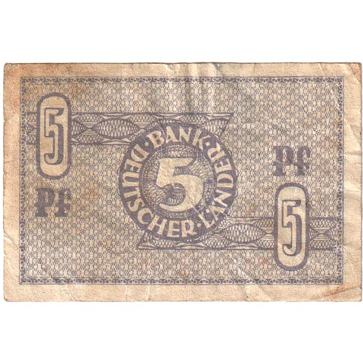 Billete, 5 Pfennig, 1948, ALEMANIA - REPÚBLICA FEDERAL, KM:11a, BC+