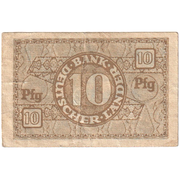 Banconote, GERMANIA - REPUBBLICA FEDERALE, 10 Pfennig, 1948, KM:12a, BB