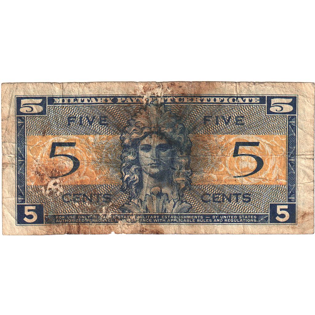 Banknote, United States, 5 Cents, 1954, KM:M29a, F(12-15)