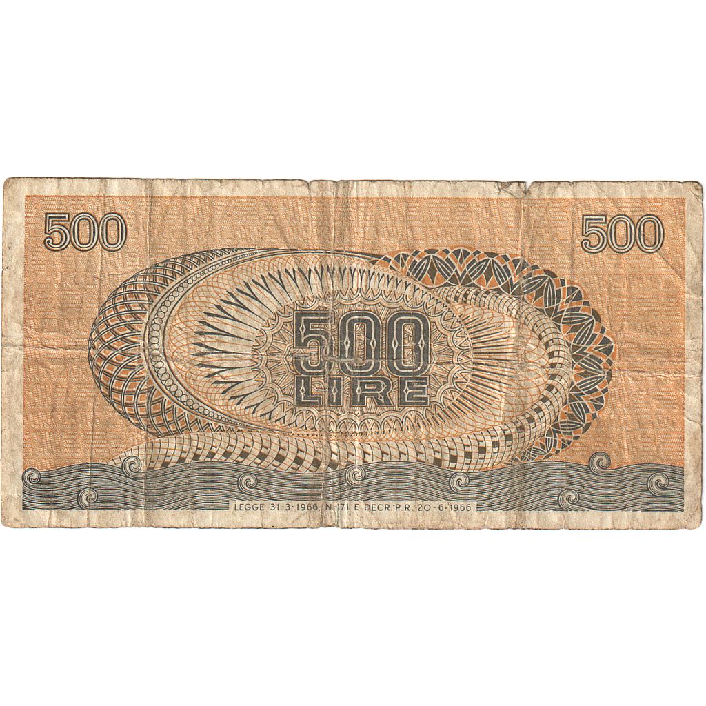 Banconote, Italia, 500 Lire, 1966, 1966-06-20, KM:93a, MB