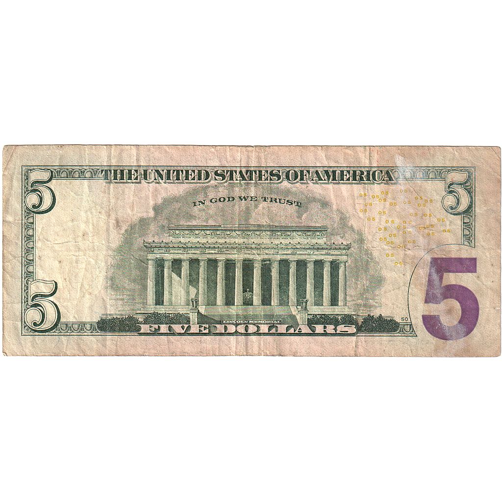 Nota, Estados Unidos da América, Five Dollars, 2009, VF(20-25)