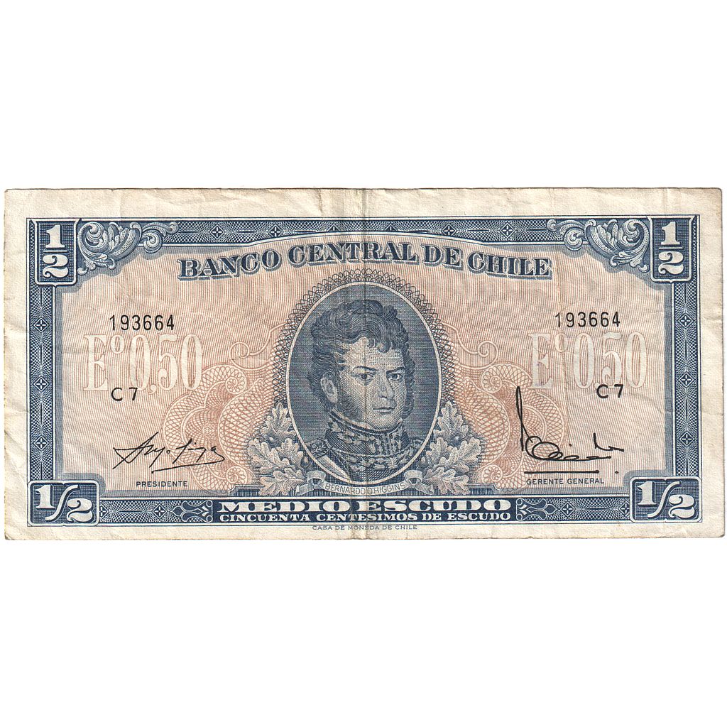 Banknote, Chile, 1/2 Escudo, 1962-1975, KM:134Aa, AU(50-53)