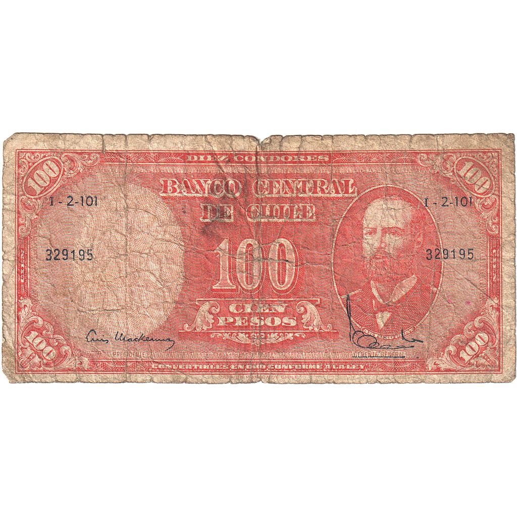 Banconote, Cile, 10 Centesimos on 100 Pesos, Undated (1947-1958), KM:127a, B