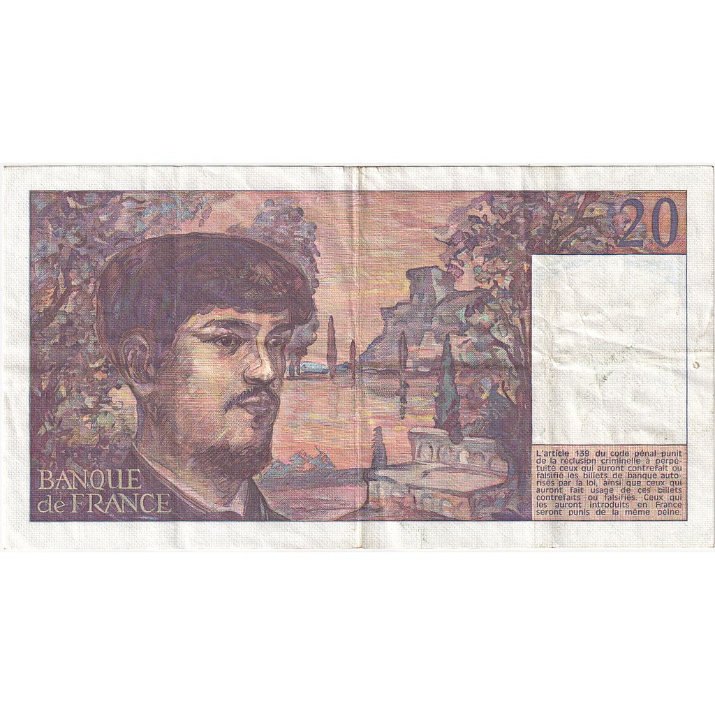 Francja, 20 Francs, Debussy, 1983, B.012, EF(40-45), Fayette:66.4, KM:151a