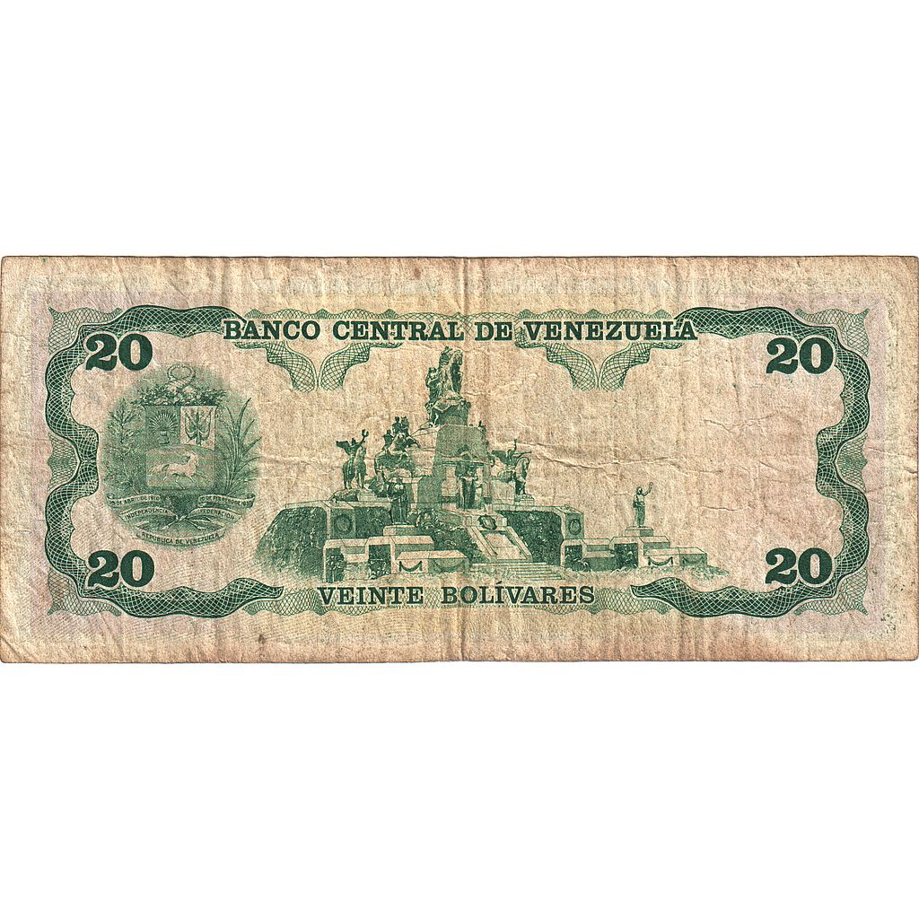Billete, 20 Bolivares, 1992, Venezuela, 1992-12-08, KM:63d, MBC+