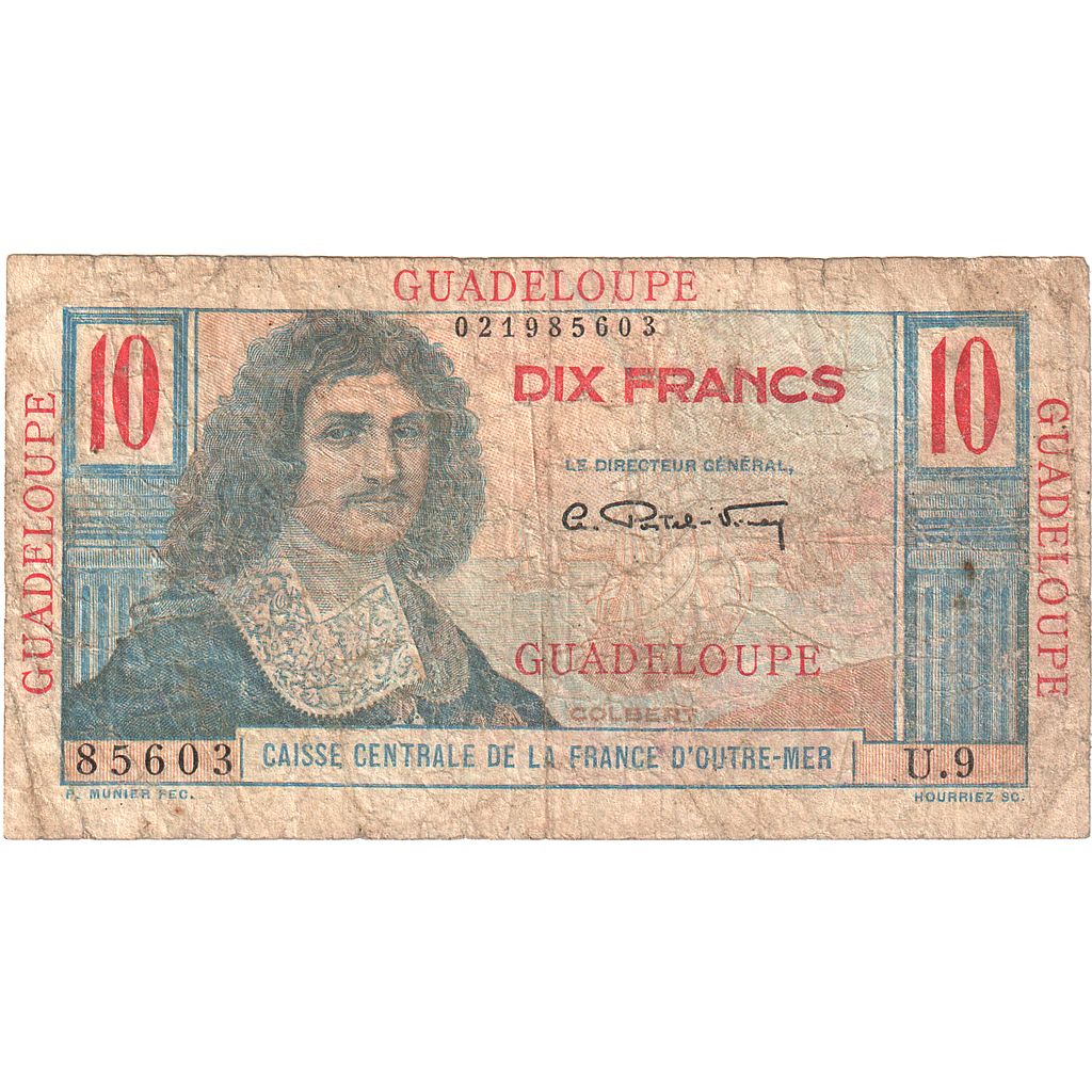 Geldschein, Guadeloupe, 10 Francs, 1947, KM:32, U.9, S