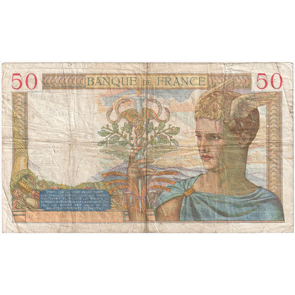 Francja, 50 Francs, Cérès, 1935, C.3091, VF(20-25), Fayette:17.17, KM:81