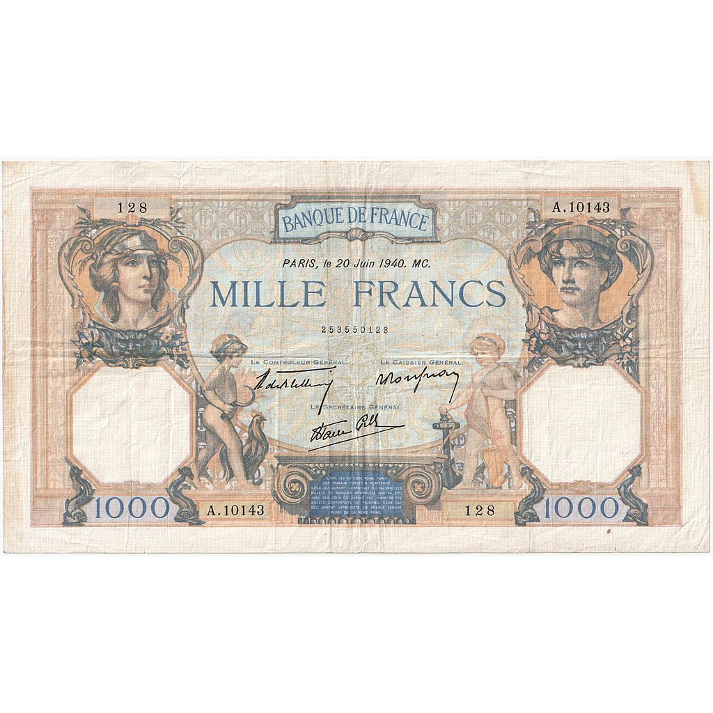 Frankreich, 1000 Francs, Cérès et Mercure, 1940-06-20, A.10143, SS