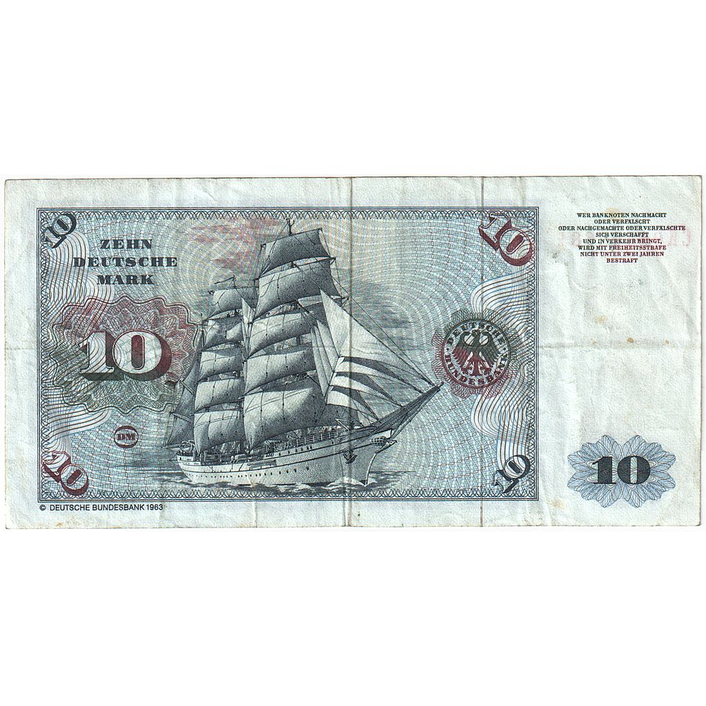 GERMANIA - REPUBBLICA FEDERALE, 10 Deutsche Mark, 1980-01-02, BB