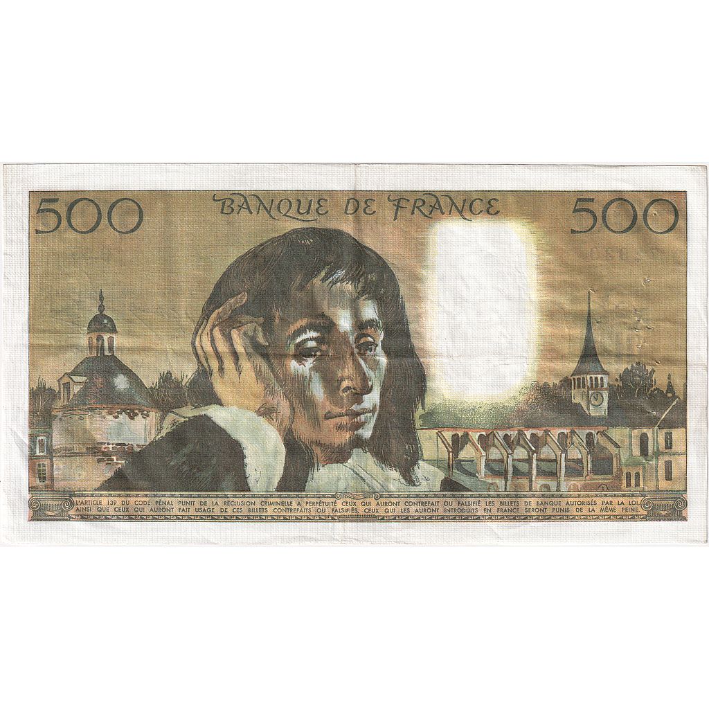 Francia, 500 Francs, Pascal, 1975, B.55, BB, Fayette:71.13, KM:156c