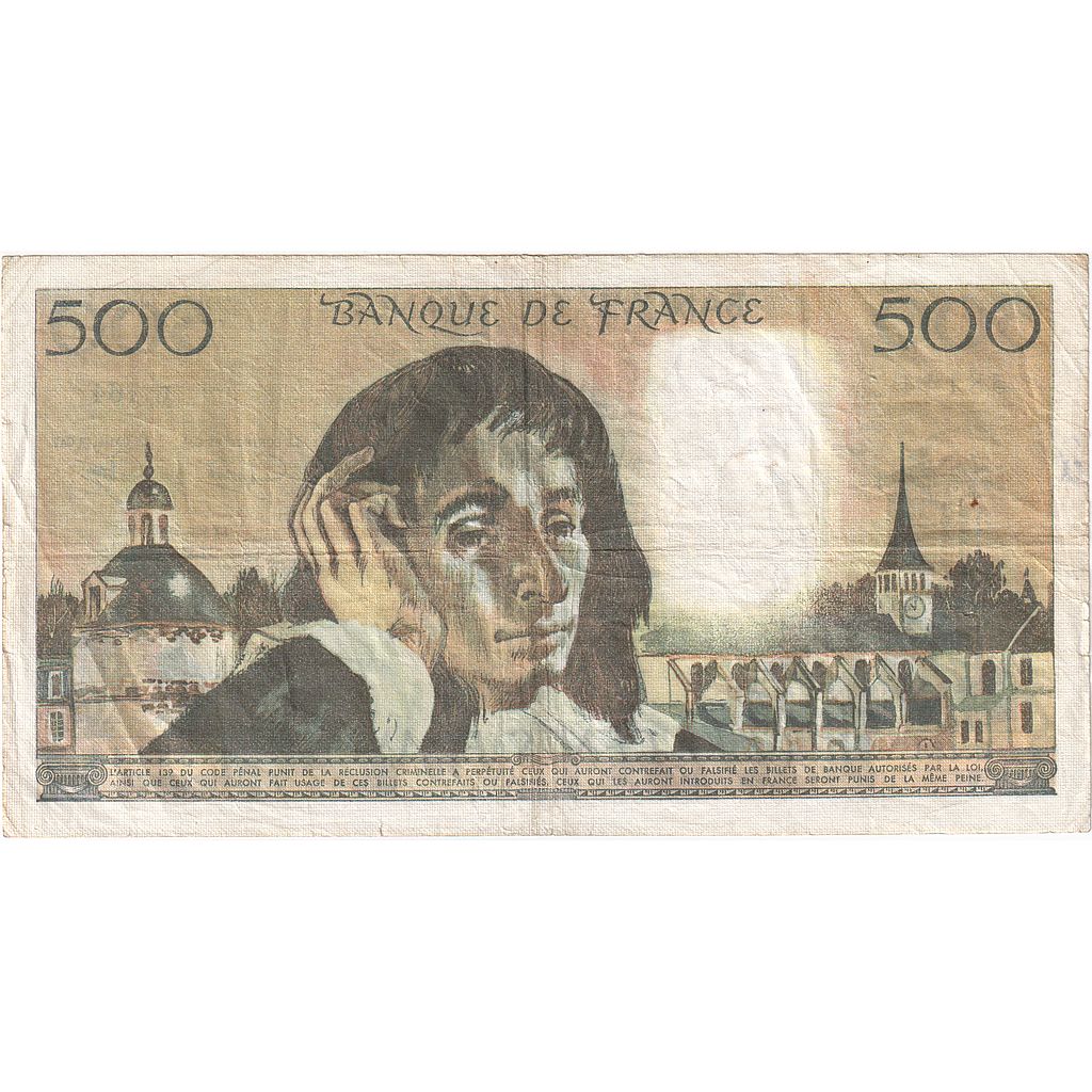 Francia, 500 Francs, Pascal, 1982, G.164, MB, Fayette:71.27, KM:156e