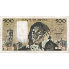 France, 500 Francs, Pascal, 1984, W.203, VF(20-25), Fayette:71.30, KM:156e