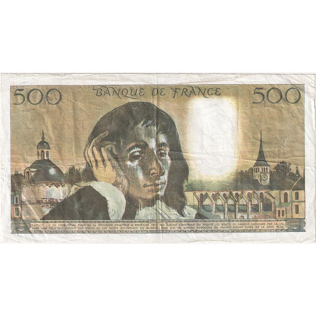 Francia, 500 Francs, Pascal, 1986, K.236, BB, Fayette:71.34, KM:156e