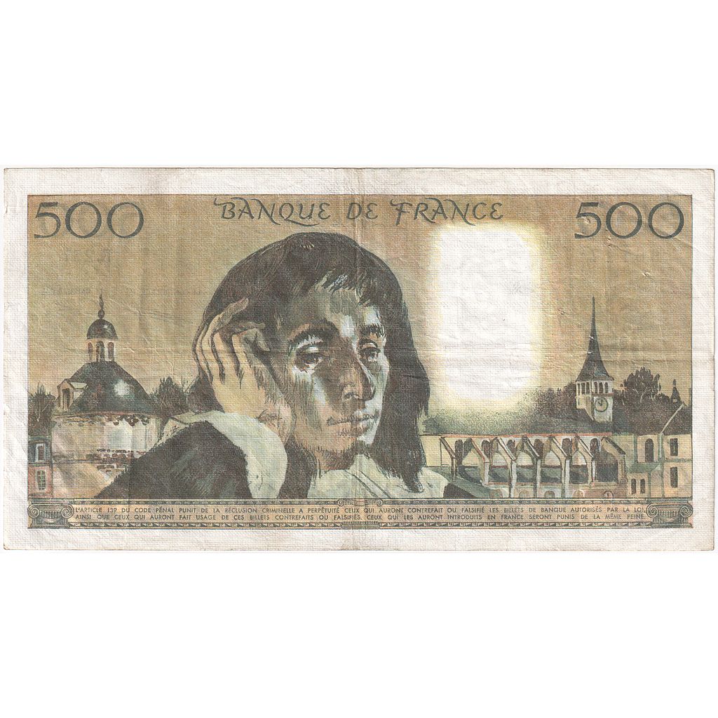 Francia, 500 Francs, Pascal, 1987, E.257, BB, Fayette:71.36, KM:156f